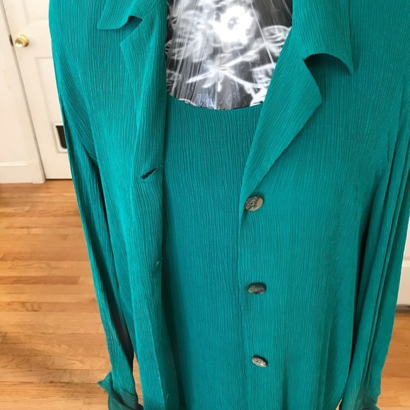 Dana Buchman  size 10 emerald green 2 pc duster & tank - Picture 9 of 15